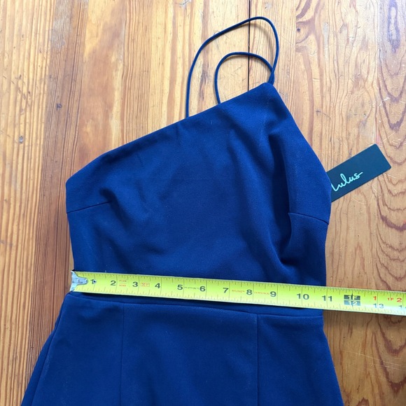 Lulus Midi Dress XS Navy Blue One Shoulder Asymmetrical 21D1017 Cocktail Wedding - Picture 3 of 7